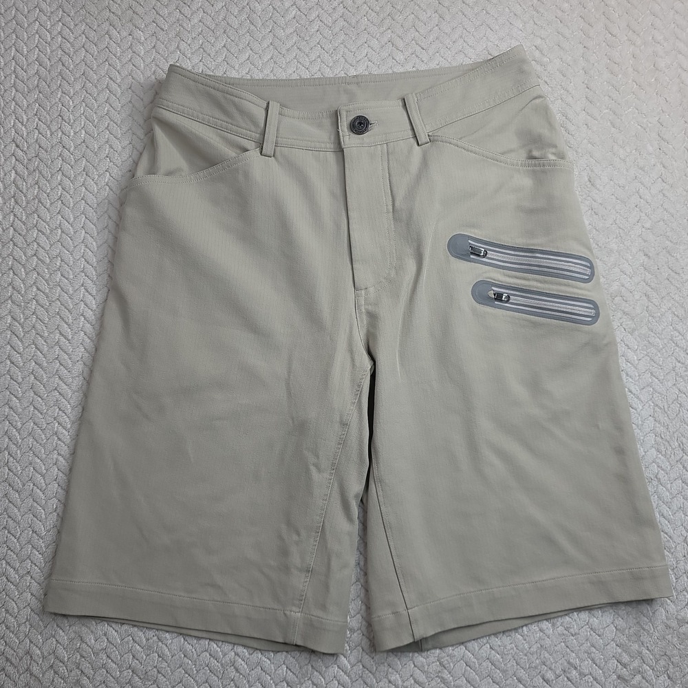 Lululemon Cadence Commute Shorts Tan Khaki Nylon Stretch Size 30
